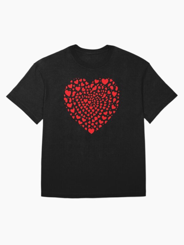 Heart of Love – Artistic Red Heart Pattern Oversized T-Shirt - Image 2