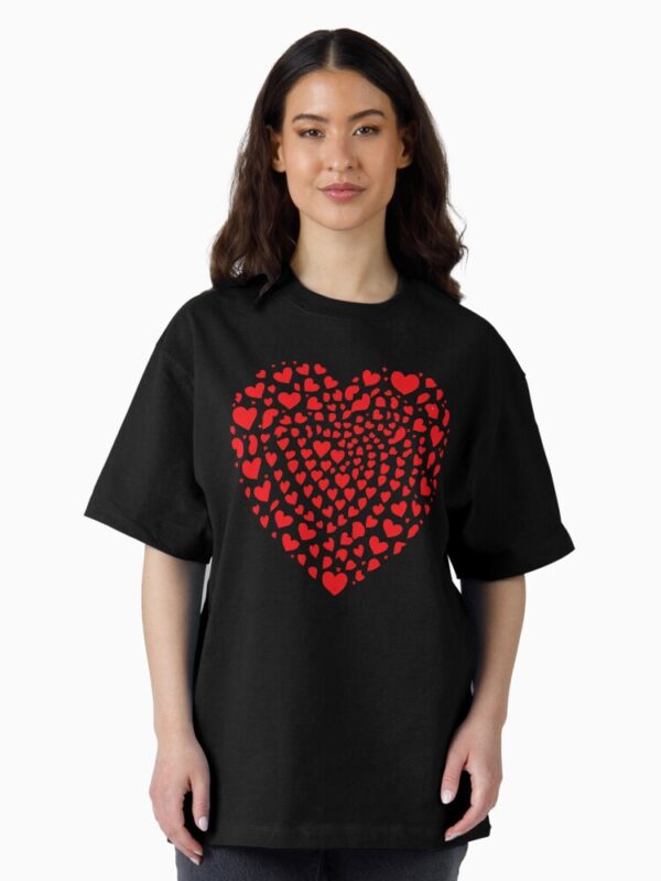 Heart of Love – Artistic Red Heart Pattern Oversized T-Shirt